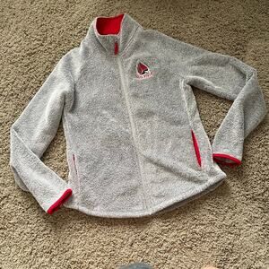 Ball State University Cardinals Grey Full Zip Fleece Jacket sz M